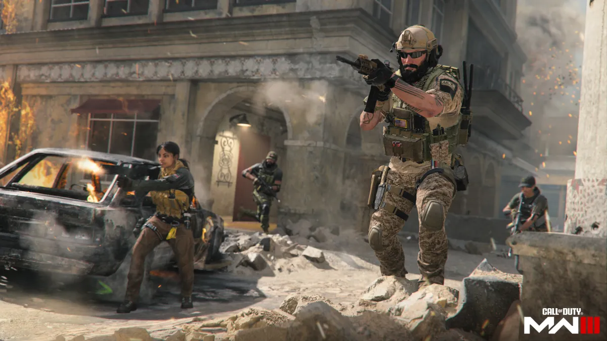 New CoD operators in MW3 fight in a desert city setting.