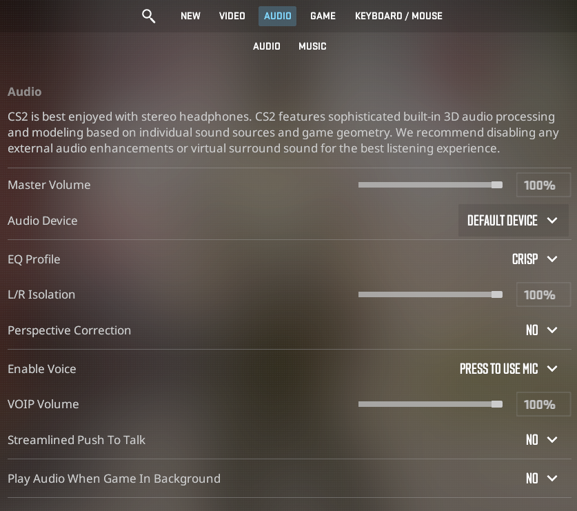 A screenshot of the CS2 settings menu with a variety of settings highlighted.